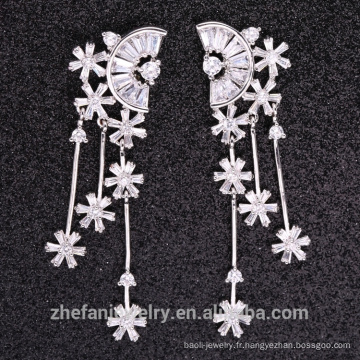 Mesdames Crystal Snow 925 Sterling Silver Earring pour les femmes boucle d&#39;oreille Fashion bijoux